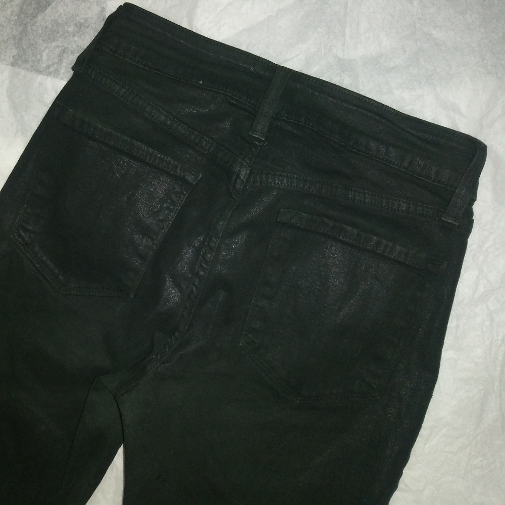 NYDJ | Marca Wax Coated Green Straight Leg Stretch Skinny Jeans Women's Size 0